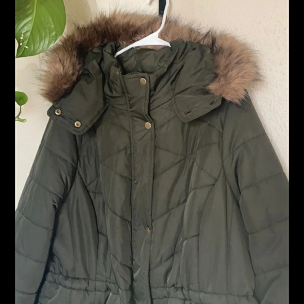 Long gray puffer coat